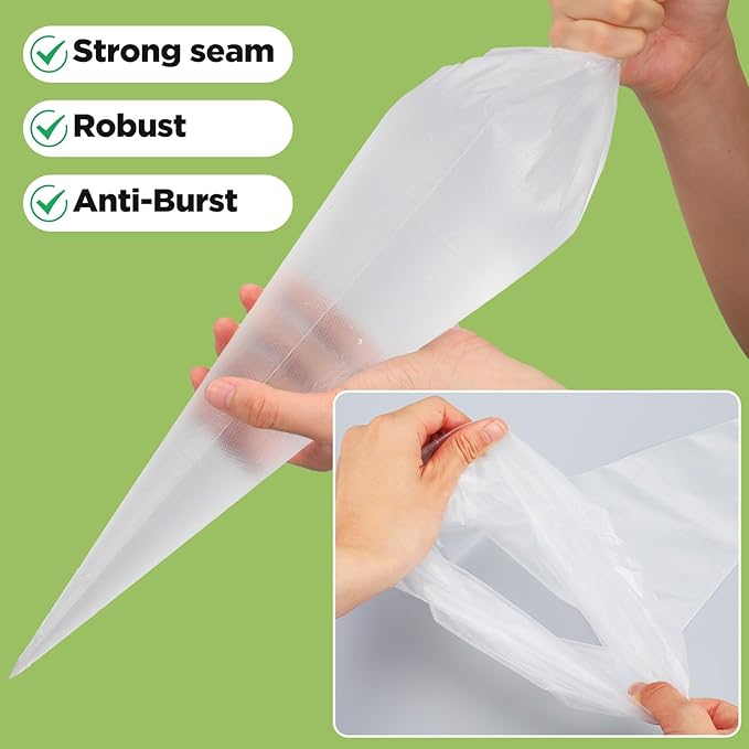 24 Inch Extra Large Piping Bag 200 Pack - Disposable Pastry Bags - Thick Anti-Burst Pastry Icing Frosting Piping Bags For Decorating Cupcakes Cakes Cookies (Large 24 Inch-200 Pack)