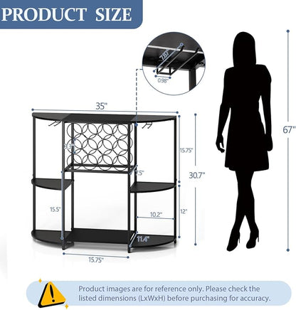 JKsmart Wine Bar Cabinet with LED Lights, Mini Wine Bar Cart with Storage and - Image 5