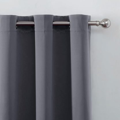 Blackout Curtains 66 x 54 Inch Long Grey Curtains Set of 2 Panels Room - Image 6