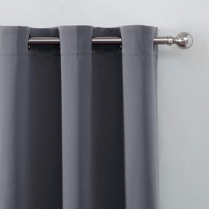 Blackout Curtains 66 x 72 Inch Long Grey Curtains Set of 2 Panels Room - Image 6