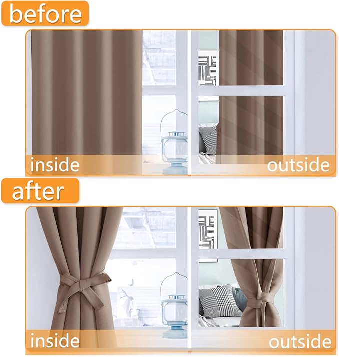 Blackout Curtains for Bedroom, Cappuccino, 38 x 54 Inch, 2 Panels | Thermal - Image 4