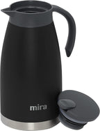 MIRA Stainless Steel Thermal Coffee Carafe, Double Wall Insulated Vacuum Flask, Tea, Water, and Coffee Dispenser, 1.5 Liter / 50oz, Black
