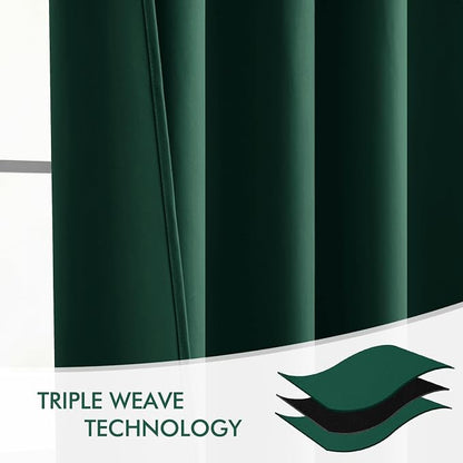 MIULEE Christmas Hunter Green Back Tab Blackout Curtains 52"x102" 2 Panels | - Image 7