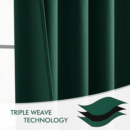 MIULEE Christmas Hunter Green Back Tab Blackout Curtains 52"x90" 2 Panels | Rod - Image 7