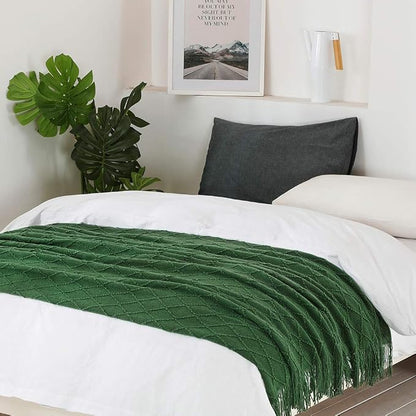 BOURINA Green Throw Blanket 60x80 Inches Throw Textured Solid Soft Sofa Throw - Image 4