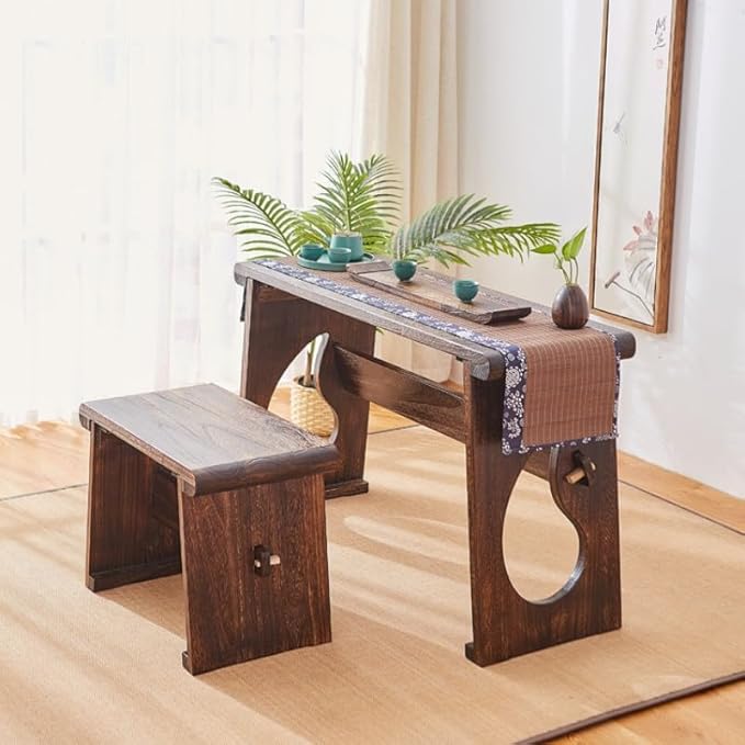 Asian Style Wooden Coffee Table Vintage Guqin Table Japanese Tea/Sofa/Table - Image 7
