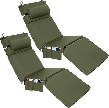 Wenqik 2 Pcs Outdoor Chaise Lounge Cushion by Wenqik