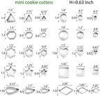 Mini Cookie Cutters Set- Small Heart Star Flower Round Square Hexagon Oval Diamond - 30Pcs Stainless Steel Cookie Cutters - Polymer Clay Cutters Mini Fruit Cutter Small Biscuit Cookie Cutters for Kids