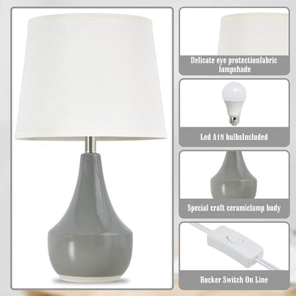 GyroVu 18" Table Lamp Set of 2, Ceramic Table Lamp Classic Beside Lamps - Image 4