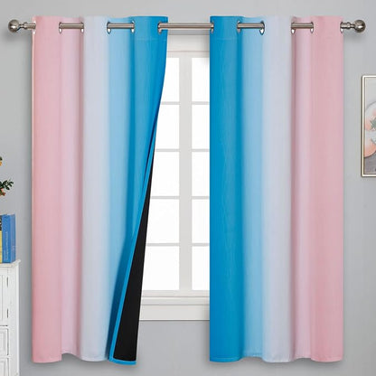 Pink and Blue Ombre Curtains for Bedroom 63 Inch Long | Room Darkening Curtains - Image 2