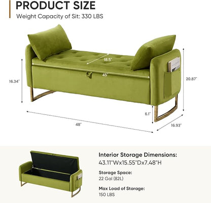48" End of Bed Bench, Modern Storage Benches - Image 2