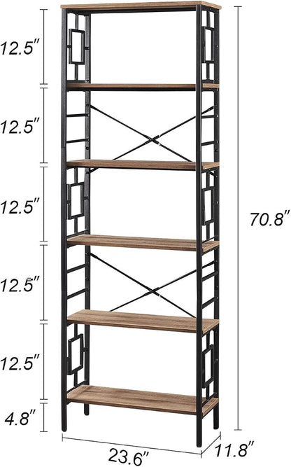 HOMISSUE Bookcase, 6-Tier Tall Bookshelf Metal Bookcase and Bookshelves - Image 2