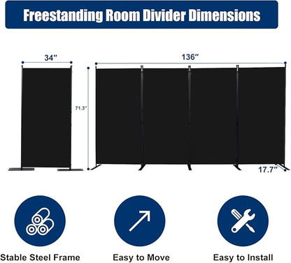 Room Divider 6FT Portable Room Dividers and Folding Privacy Screens, 4 Panel - Image 6