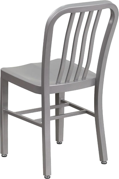 Flash Furniture Commercial Grade Silver Metal Indoor-Outdoor Chair - Image 5