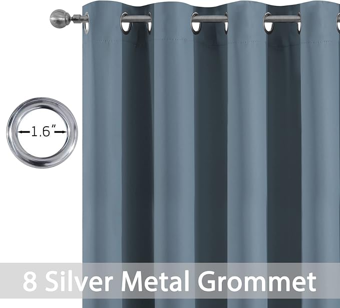 Yakamok Room Darkening Curtains 52x63 inch Length Stone Blue-Living Room | 2 - Image 3