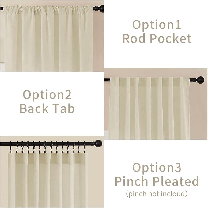 Joydeco Linen Curtains 84 Inch Length 2 Panel Sets, Light Filtering Curtains - Image 3