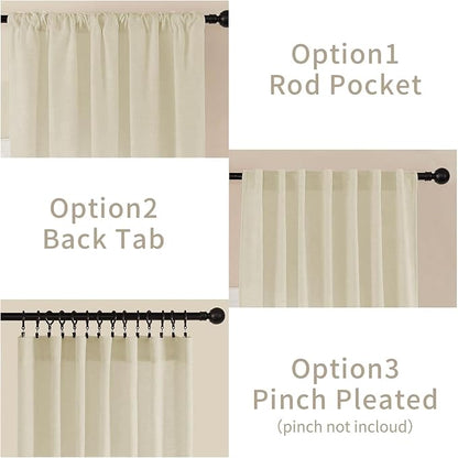 Joydeco Linen Curtains 84 Inch Length 2 Panel Sets, Light Filtering Curtains - Image 3