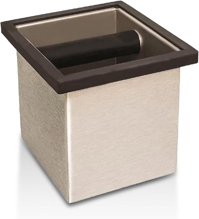 Rattleware Stainless Steel Knock Box | Heavy-Duty Espresso Grounds Container, Welded Bar, Durable and Efficient for Baristas - Quality Coffee Preparation (6"x5.5"x6")