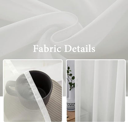 MIULEE 2 Panels Sheer Curtains for Living Room 54 X 96 Inches Ivory | Window - Image 3
