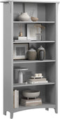 Bush Home Salinas 5 Shelf Bookcase in Cape Cod Gray, Tall Bookshelf, Large Book by BushHome