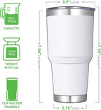 DOMICARE 30 oz Tumbler with Lid and Straw, Stainless Steel Tumblers Bulk, Insulated Vacuum Double Wall Travel Coffee Mug, Durable Powder Coated Tumbler Cups (White, 12)