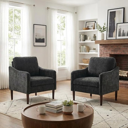 Mid Century Modern Accent Chair, Chenille Fabric Armchair - Image 4