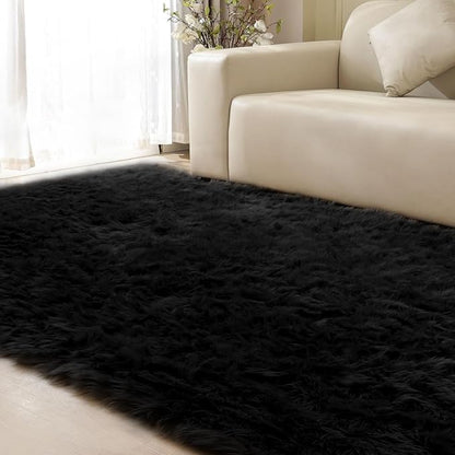 ORINOVA Black Rugs for Living Room 8x10 Area Rugs for Bedroom Shag Washable - Image 7