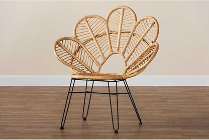 Maykoosh Bohemian Natural Brown Vintage Vogue and Black Metal Accent Chair - Image 5
