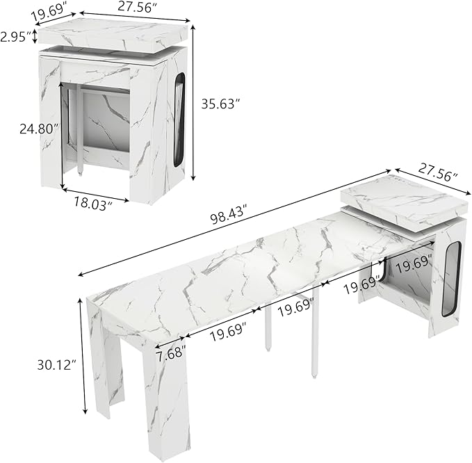 Extendable Dining Table with Charging Station, Convertible Folding Console Table - Image 2