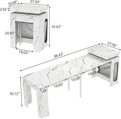 Extendable Dining Table with Charging Station, Convertible Folding Console Table - Image 2