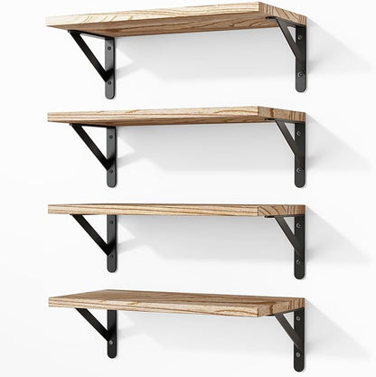 Fixwal Floating Shelves for Wall, Wood Wall Mounted Shelves for Bedroom by Fixwal