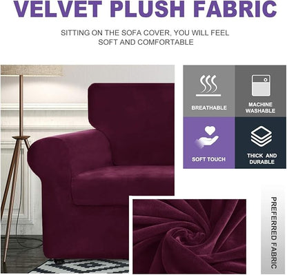 ZNSAYOTX Oversized Velvet 3 Piece Couch Cover - Image 3
