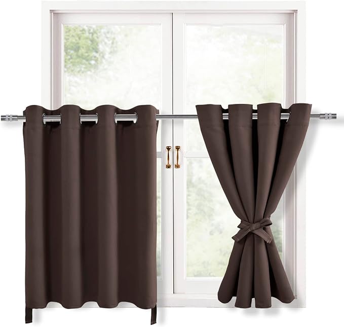 RV Blackout Curtains for Bedroom 52 x 36 Inches Long Brown 2 Panels | Thermal by Hiasan