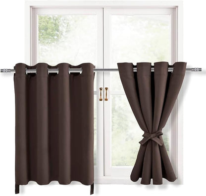 RV Blackout Curtains for Bedroom 52 x 36 Inches Long Brown 2 Panels | Thermal by Hiasan