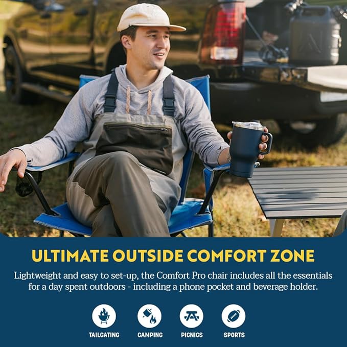 GCI Outdoor Comfort Pro Chair, Heathered Pewter Gray - Image 4