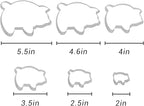 6PC Stainless Steel Pig Cookie Cutters Mexican - 5.5", 4.5", 4", 3.5", 2.5", 2.0"，Perfect for Mexican Concha Bread - Concha Cutter and Concha Stamp，Baking Tools for Pig Shaped Pastry and Bread Making