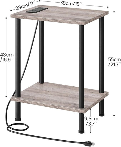 HOOBRO Side Table with Charging Station, End Table with USB Ports and Outlet - Image 3