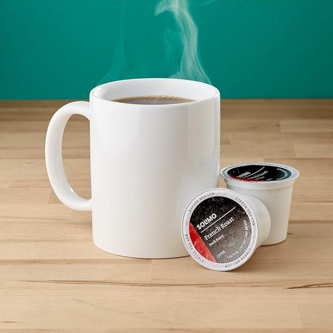 Amazon Brand - Solimo Dark Roast Coffee Pods, French Roast, Compatible with Keurig 2.0 K-Cup Brewers, 100 Count