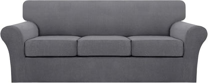 Turquoize 4 Piece Sofa Covers for 3 Cushion Couch Sofa Slipcover Soft Couch by Turquoize