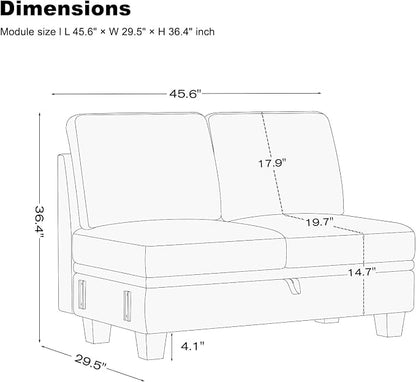 Belffin 45.6” Chenille Loveseat Module - Image 2