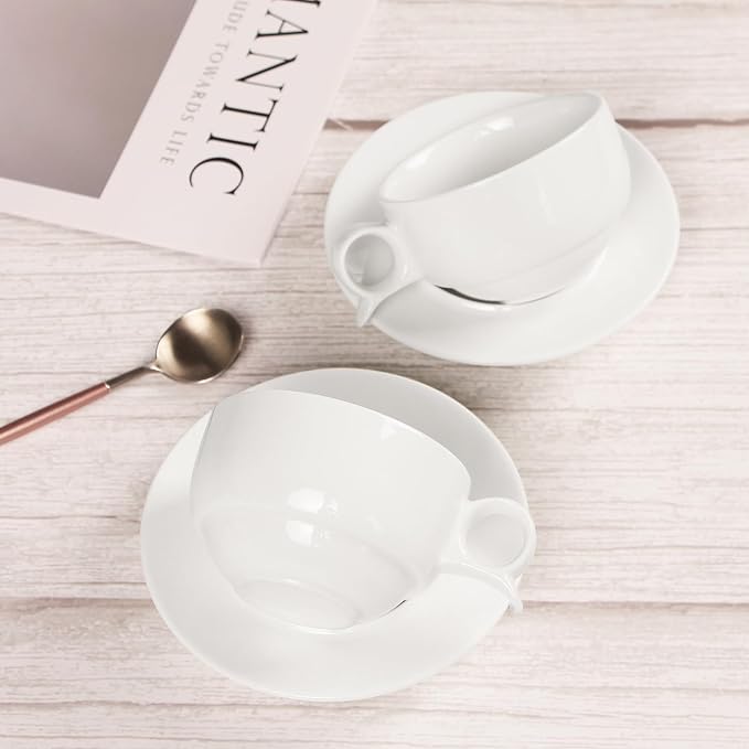 Italian Style Porcelain Espresso Cup Set - 4 Demi Tasse Cups, 4 oz Each