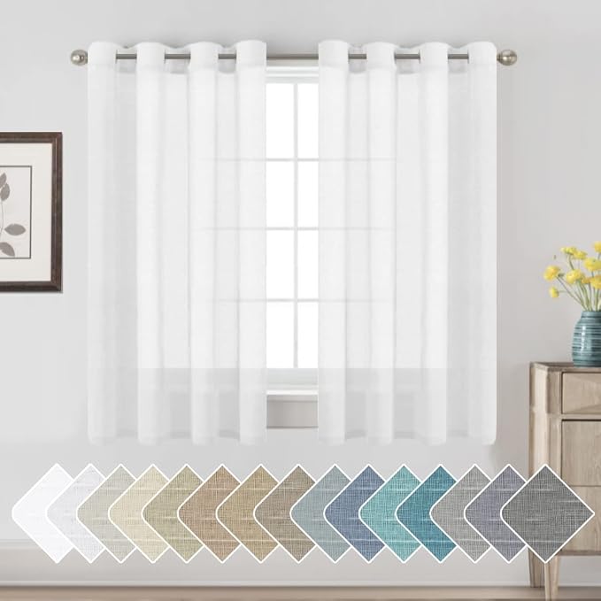H.VERSAILTEX Linen Curtains Nickel Grommet Natural Linen Semi-Sheer Curtains 2 by HVERSAILTEX