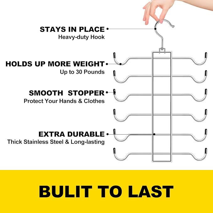 Closet Organizers and Storage, 6 Tier Tank Top Hanger, Dorm Room Essentials - Image 3