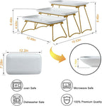 HAPPY KIT 3 Tier Serving Tray Set with Gold Freely Combinable Rack,12 Inch Tiered Tray Stand,Widened Porcelain Platters,Decor Cupcake Stand for Christmas Party Display,Dessert Trays Collapsible