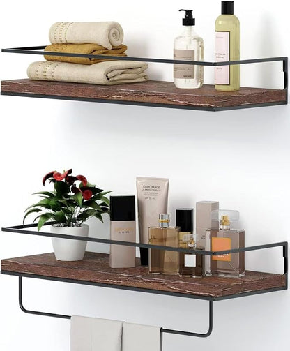 Shario Rustic Wood Floating Shelves by Shario