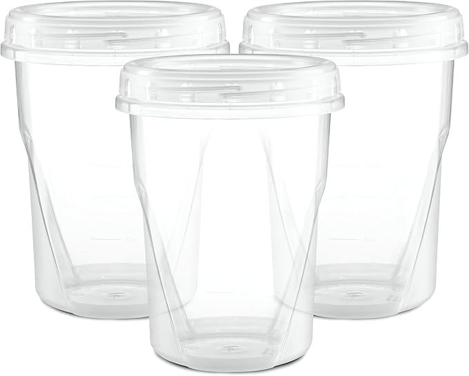 (32 Ounce 10 Pack) Clear Twist cap Containers With Screw on Lids Twist Top Food Storage Freezer Containers