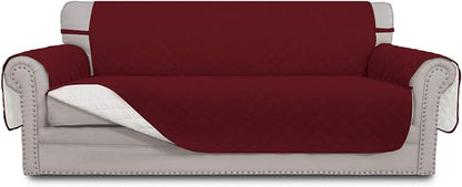 Easy-Going Reversible Couch Cover, 4 Seater Sofa, Christmas Red/Ivory | by Easy-Going