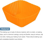 uxcell 18Pcs Silicone Cupcake Baking Cups, Silicone Muffins Liners Non-Stick Square Baking Cups, for Cooking Eggs Baking Muffins and Make a Cake(Orange)