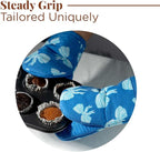 Folkulture Mini Oven Mitts Heat Resistant | (5.75 x 9) Set of 2 Short Blue Oven Mitts with Hanging Loop | 100% Cotton Oven Gloves or Bow Kitchen Mittens | Small Silicone Oven Mits or Baking Accesories