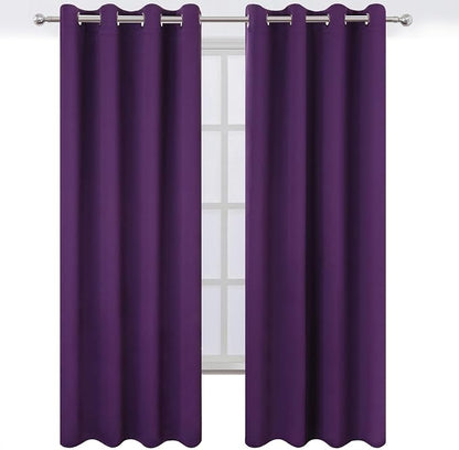Blackout Curtains 52 x 90 Inch Long Purple Curtains Set of 2 Panels Room - Image 2